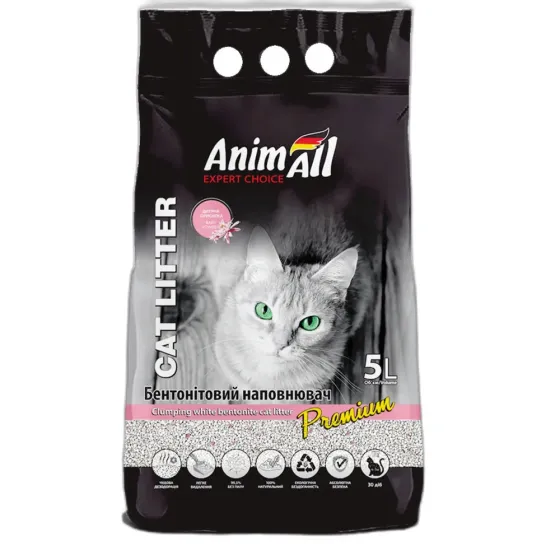 Наповнювач бентонітовий AnimAll з ароматом дитячої пудри 5 л
