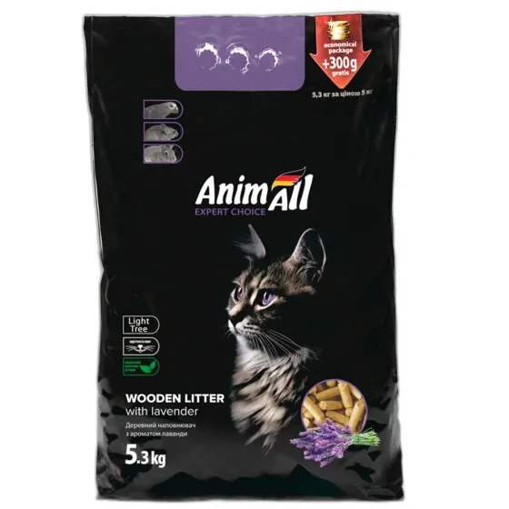 Наповнювач деревний AnimAll з ароматом лаванди 5,3 кг