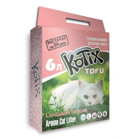 Наповнювач соєвий Kotix Tofu Honey Peach з ароматом персику 6 л