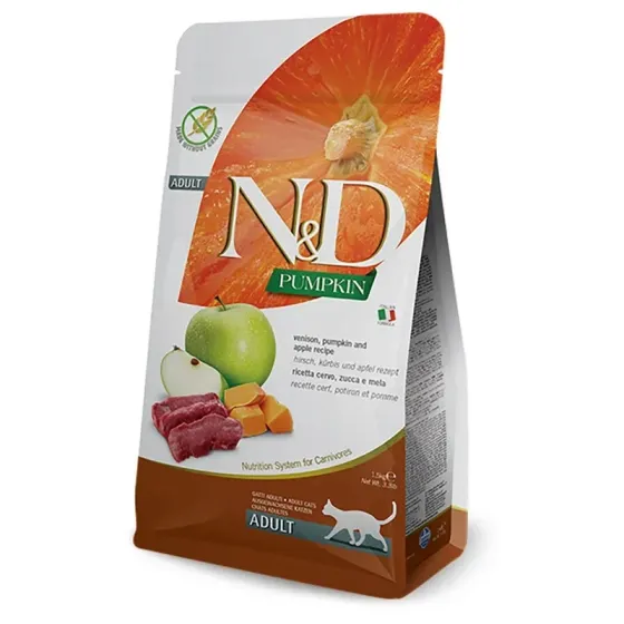 Сухий корм для дорослих котів Farmina N&D Pumpkin Grain Free Adult Venison & Apple з олениною, яблуком і гарбузом 300 г
