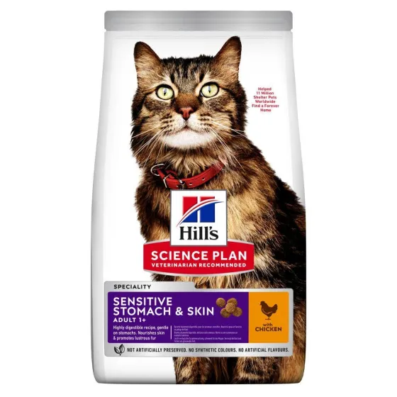Сухий корм для дорослих котів Hill's Science Plan Adult Sensitive Stomach&Skin з чутливим травленням та шкірою, з куркою 300 г