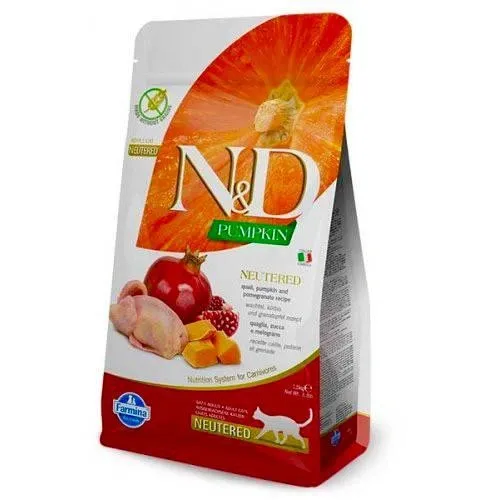 Сухий корм для стерилізованих котів Farmina N&D Pumpkin Grain Free Adult Neutered Quail & Pomegranate з перепілкою, гранатом і гарбузом 300 г