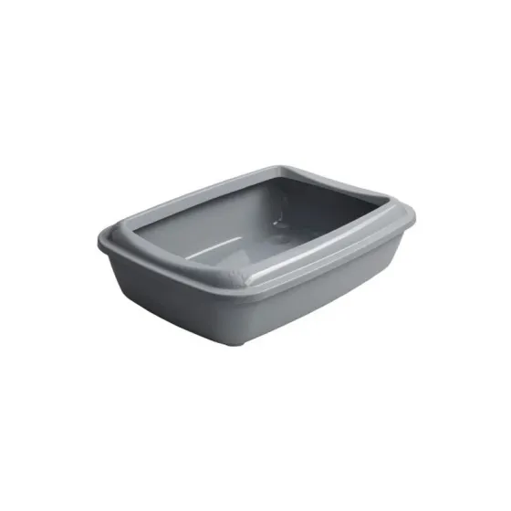 Туалет з бортиком для котів AnimAll CNR-106 з лопаткою сірий 50х37х13,5 см