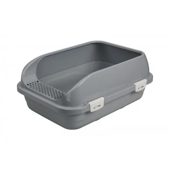 Туалет з бортиком для котів AnimAll CNR-127 з лопаткою сірий 58x42x24 см