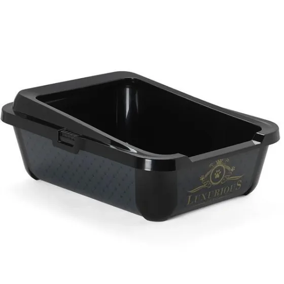 Туалет з бортиком для котів Moderna Hercules Luxurious чорний 51x39x19 см