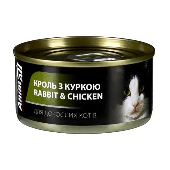 Влажный корм для взрослых кошек AnimAll с кроликом и курицей 80 г