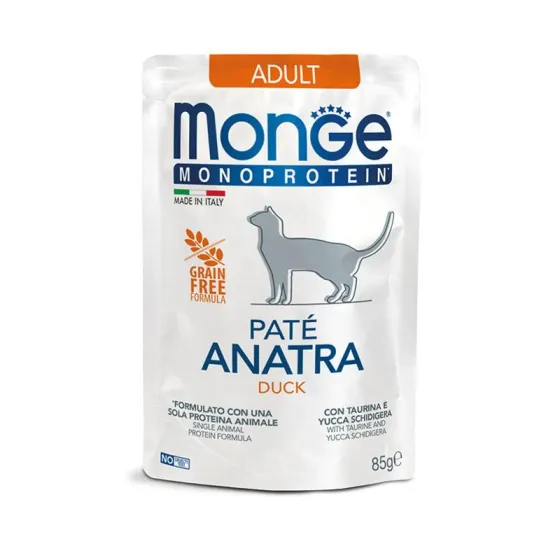 Вологий корм для дорослих котів Monge Monoprotein Cat Pate 100% Duck Паштет з качкою 85 г