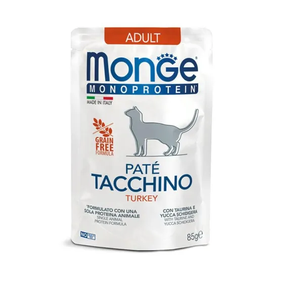 Вологий корм для дорослих котів Monge Monoprotein Cat Pate 100% Turkey Паштет з індичкою 85 г