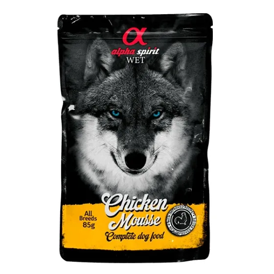 Вологий корм для дорослих собак Alpha Spirit Chicken Mousse Мус з куркою 85 г