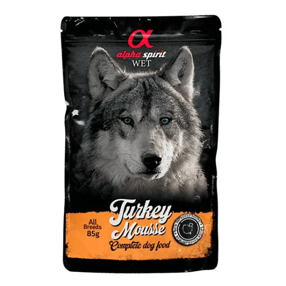 Вологий корм для дорослих собак Alpha Spirit Turkey Mousse Мус з індичкою 85 г
