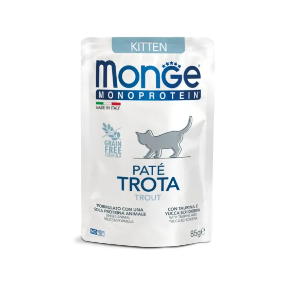Вологий корм для кошенят Monge Monoprotein Kitten Pate 100% Trout Паштет з фореллю 85 г