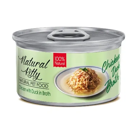 Вологий корм для котів Natural Kitty Broth Series Chicken with Duck курка та качка в бульйоні 80 г
