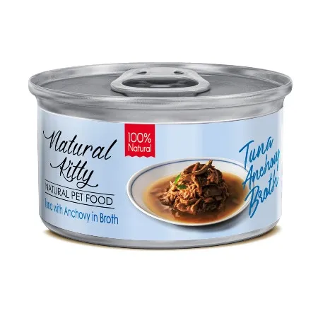 Вологий корм для котів Natural Kitty Broth Series Tuna with Anchovy тунець та анчоуси в бульйоні 80 г