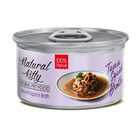 Вологий корм для котів Natural Kitty Broth Series Tuna with Squid тунець та кальмари в бульйоні 80 г