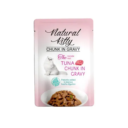 Вологий корм для котів Natural Kitty Chunk in Gravy Chicken and Tuna курка та тунець в соусі 85 г