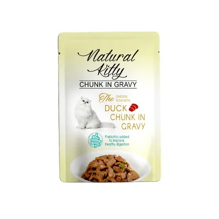 Вологий корм для котів Natural Kitty Chunk in Gravy Chicken, Tuna with Duck курка, тунець та качка в соусі 85 г