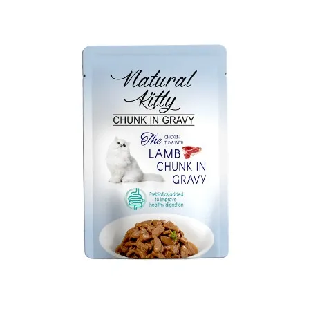 Вологий корм для котів Natural Kitty Chunk in Gravy Chicken, Tuna with Lamb курка, тунець та ягня в соусі 85 г