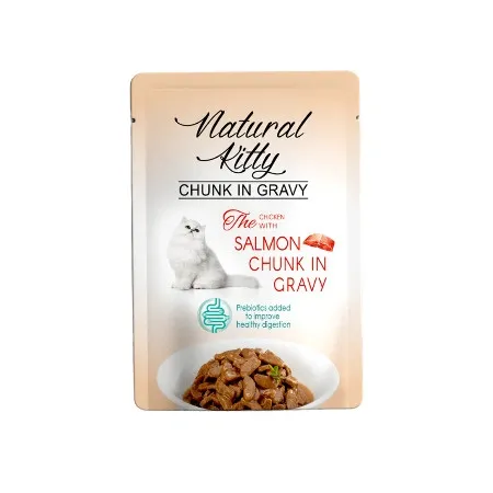 Вологий корм для котів Natural Kitty Chunk in Gravy Chicken with Salmon курка та лосось в соусі 85 г