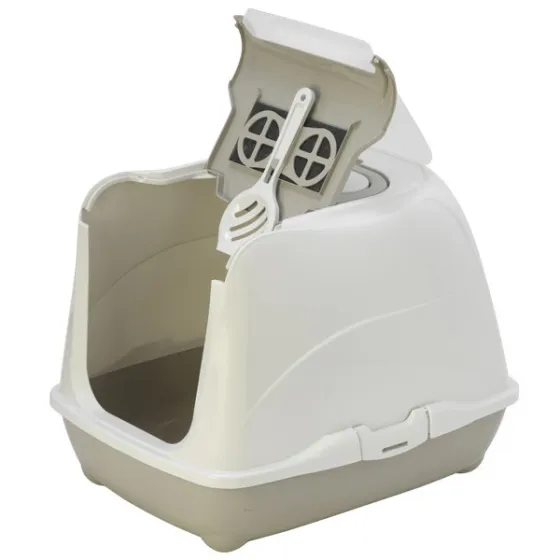 Закритий туалет для котів Moderna Flip Cat Jumbo з фільтром тепло-сірий 58x45x42 см
