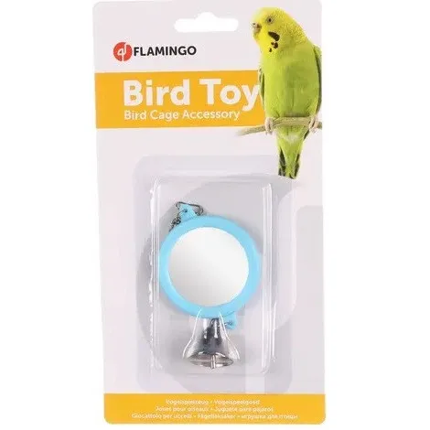 Іграшка для птахів Flamingo Mirror Round Bell Дзеркало кругле з дзвіночком 6 см
