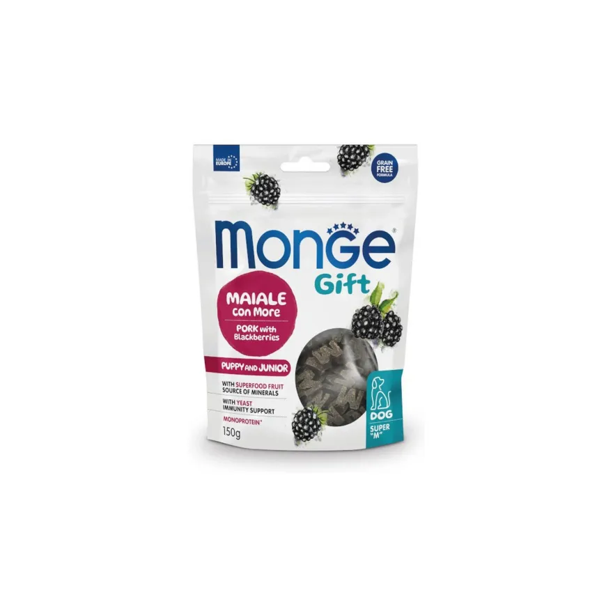 Ласощі для цуценят Monge Gift Puppy Growth Support зі свининою та ожиною 150 г