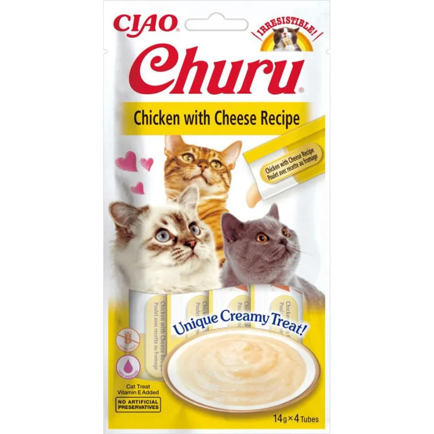 Лакомства для кошек Inaba Churu Кремовый мусс с курицей и сыром 4*14 г