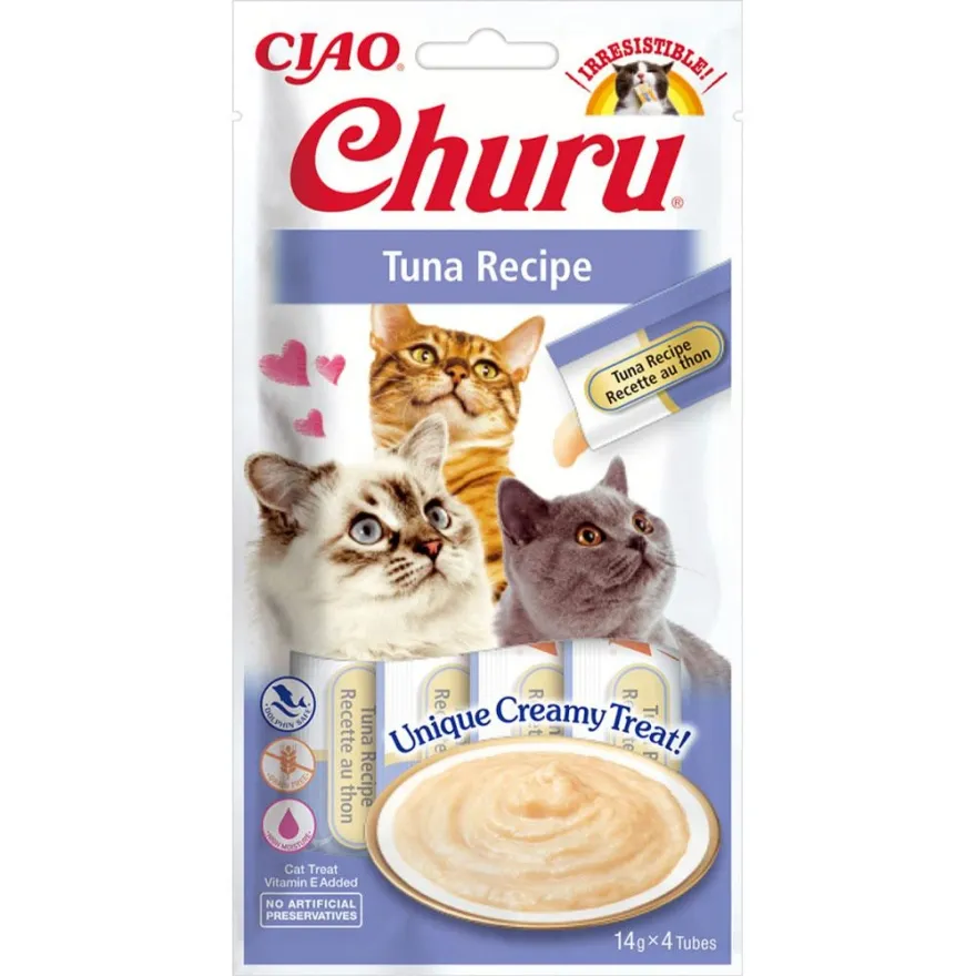 Лакомства для кошек Inaba Churu Кремовый мусс с тунцом 4*14 г