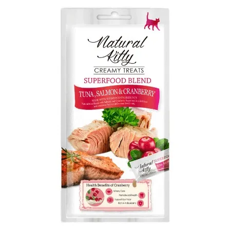 Лакомства для кошек Natural Kitty Creamy Treats Tuna with Salmon & Cranberry Кремовый мусс с тунцом, лососем и клюквой 4*12 г