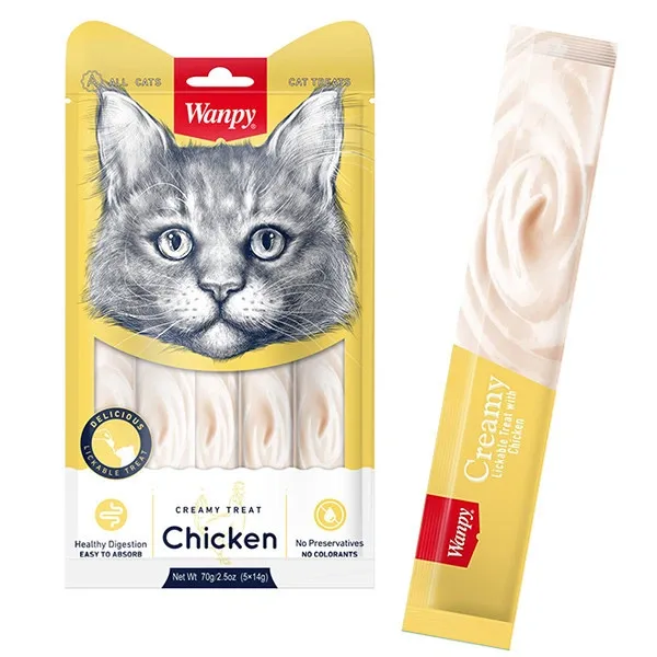Лакомства для кошек Wanpy Creamy Treat Кремовый мусс с курицей 5*14 г