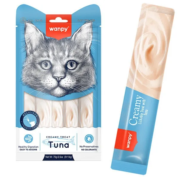 Лакомства для кошек Wanpy Creamy Treat кремовый мусс с тунцом 5*14 г