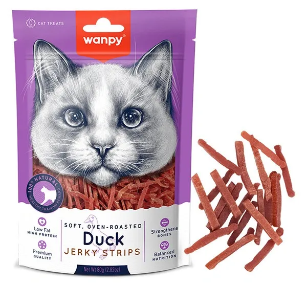 Лакомства для кошек Wanpy Soft Duck Jerky Strips Филе утки вяленое, полоски, 80 г