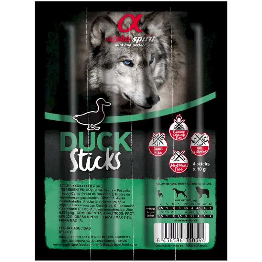 Ласощі для собак Alpha Spirit Dog Sticks Duck палички з качкою 4 шт, 40 г