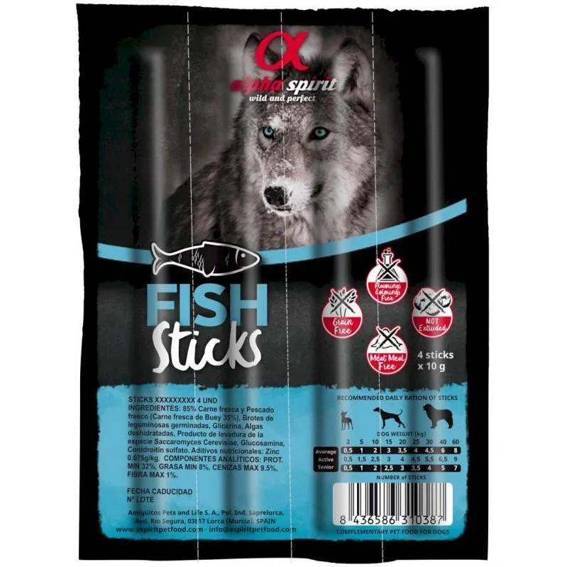 Ласощі для собак Alpha Spirit Dog Sticks Fish палички з рибою 4 шт, 40 г