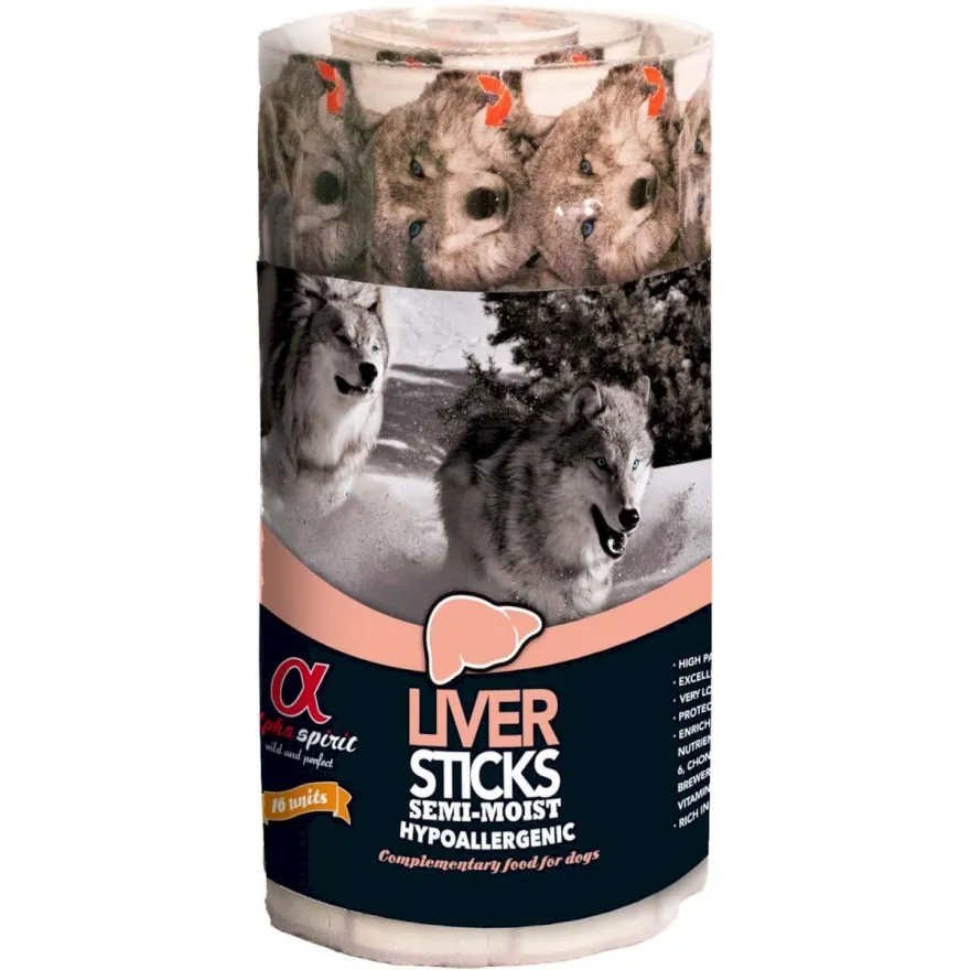 Ласощі для собак Alpha Spirit Dog Sticks Liver палички з печінкою 16 шт, 160 г