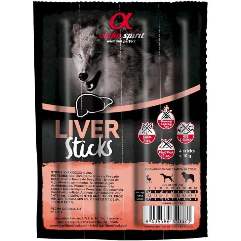 Ласощі для собак Alpha Spirit Dog Sticks Liver палички з печінкою 4 шт, 40 г