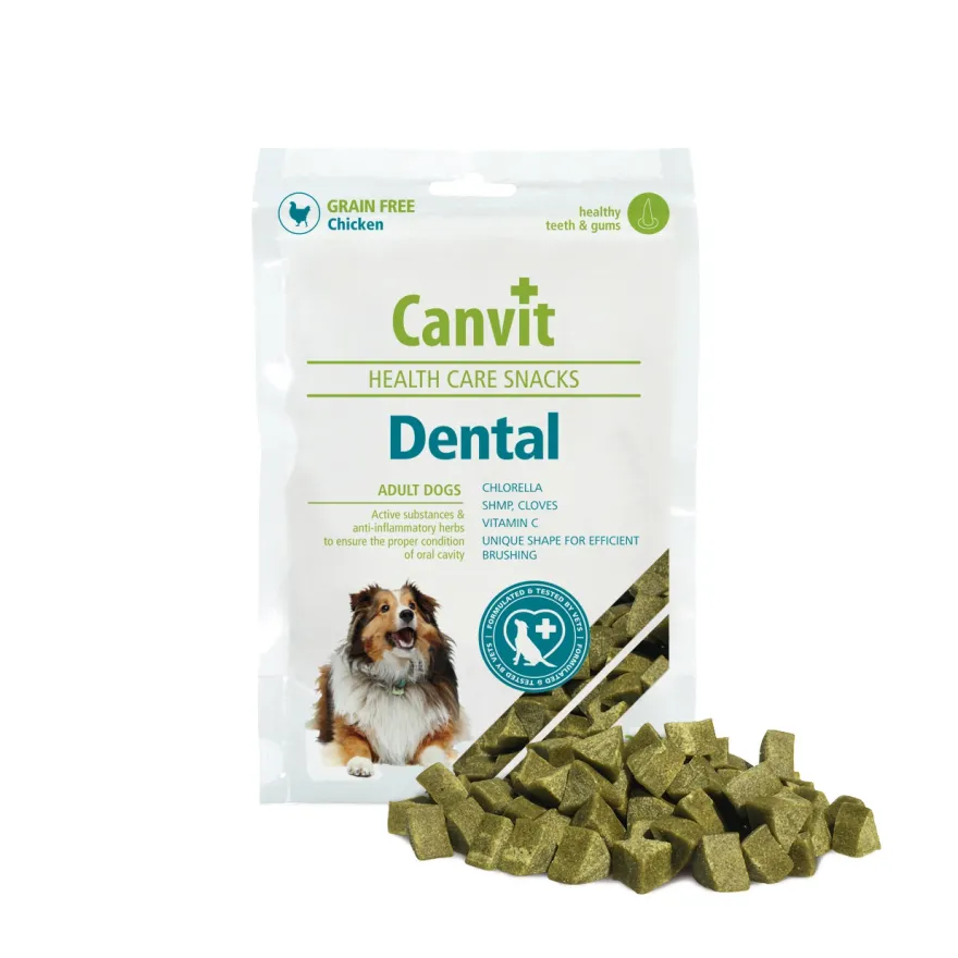 Ласощі для собак Canvit Dental для здоров'я зубів та ясен, з куркою 200 г