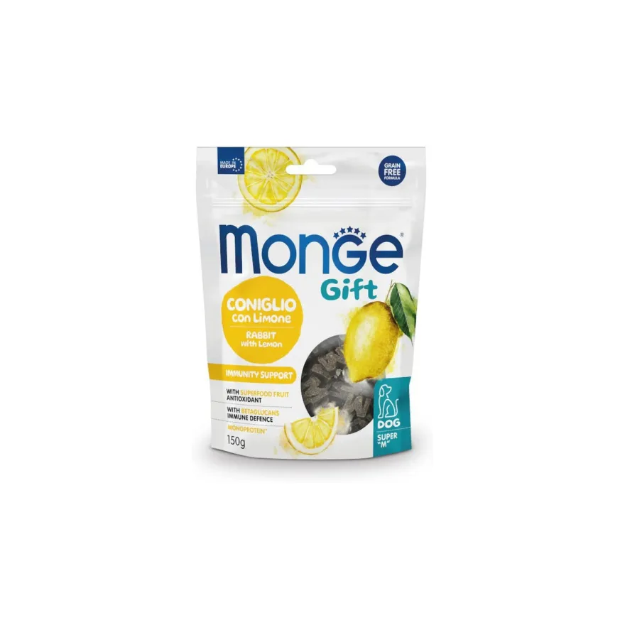 Ласощі для собак  Monge Gift Dog Immunity Support для зміцнення імунітету, з кроликом та лимоном 150 г