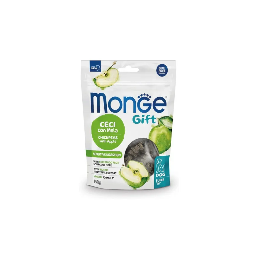 Ласощі для собак Monge Gift Dog Sensitive Digestion для покращення травлення, з нутом та яблуками 150 г