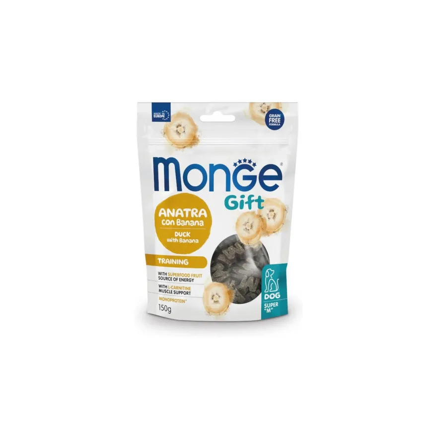 Ласощі для собак Monge Gift Dog Training з качкою та бананом 150 г