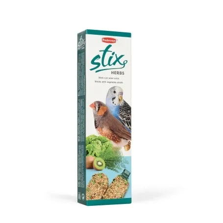 Ласощі для хвилястих папуг та екзотичних птахів Padovan Stix Herbs Сocorite/Еsotici з насінням овочів та фруктами 2 шт 80 г