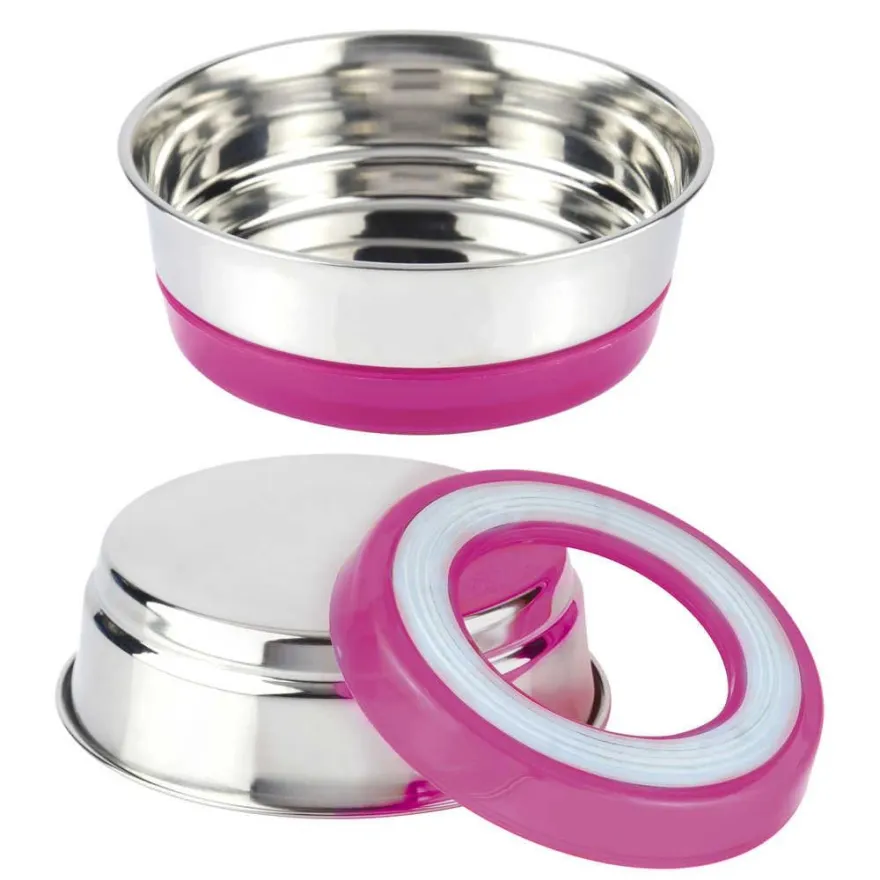 Миска для котів і собак Croci Neon на гумці рожева 200 мл