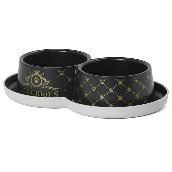 Миска подвійна для котів і собак Moderna Trendy Dinner Luxurious Pets чорна 2х350 мл Миска подвійна для котів і собак Moderna Trendy Dinner Luxurious Pets чорна 2х350 мл