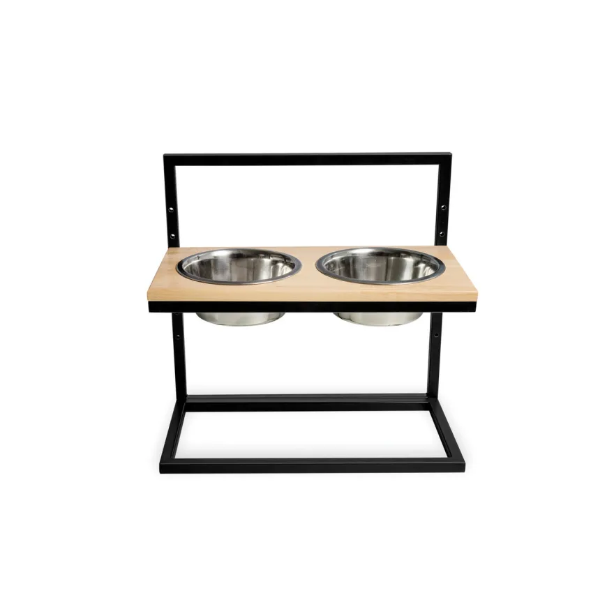 Миски на регулируемой подставке Harley&Cho Lift Natural Wood + Black L