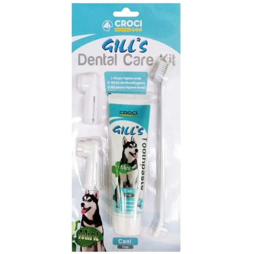 Набір Croci Gill's Dental Care Kit для догляду за ротовою порожниною собак з ароматом м'яти 100г