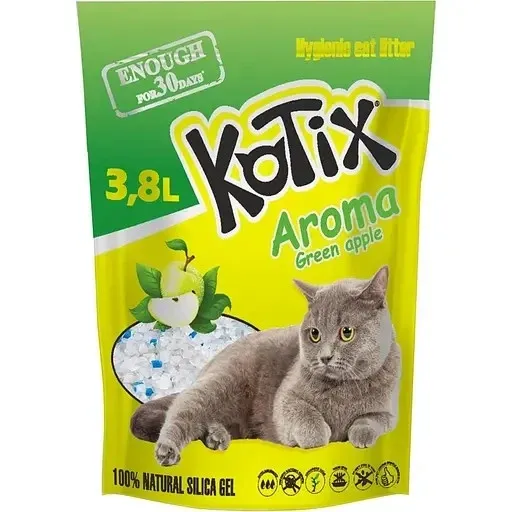 Силикагелевый наполнитель Kotix Green Apple с ароматом зеленого яблока 3,8 л