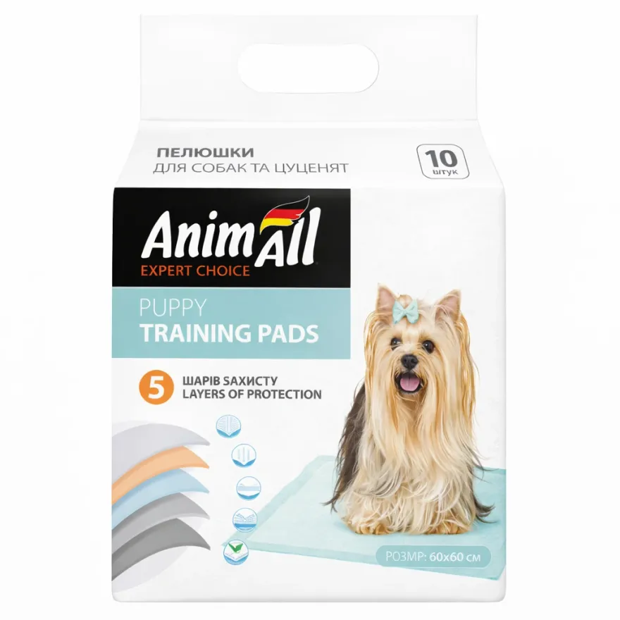 Пеленки AnimAll Puppy Training Pads ежедневные для щенков и взрослых собак 60*60 см 10 шт