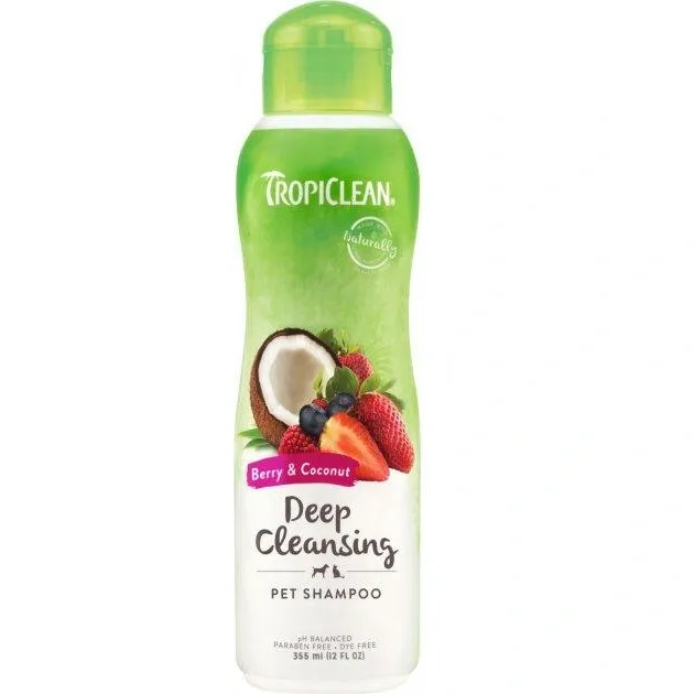 Шампунь TropiClean "Ягоды и кокос" глубокое очищение для собак и кошек 355 мл