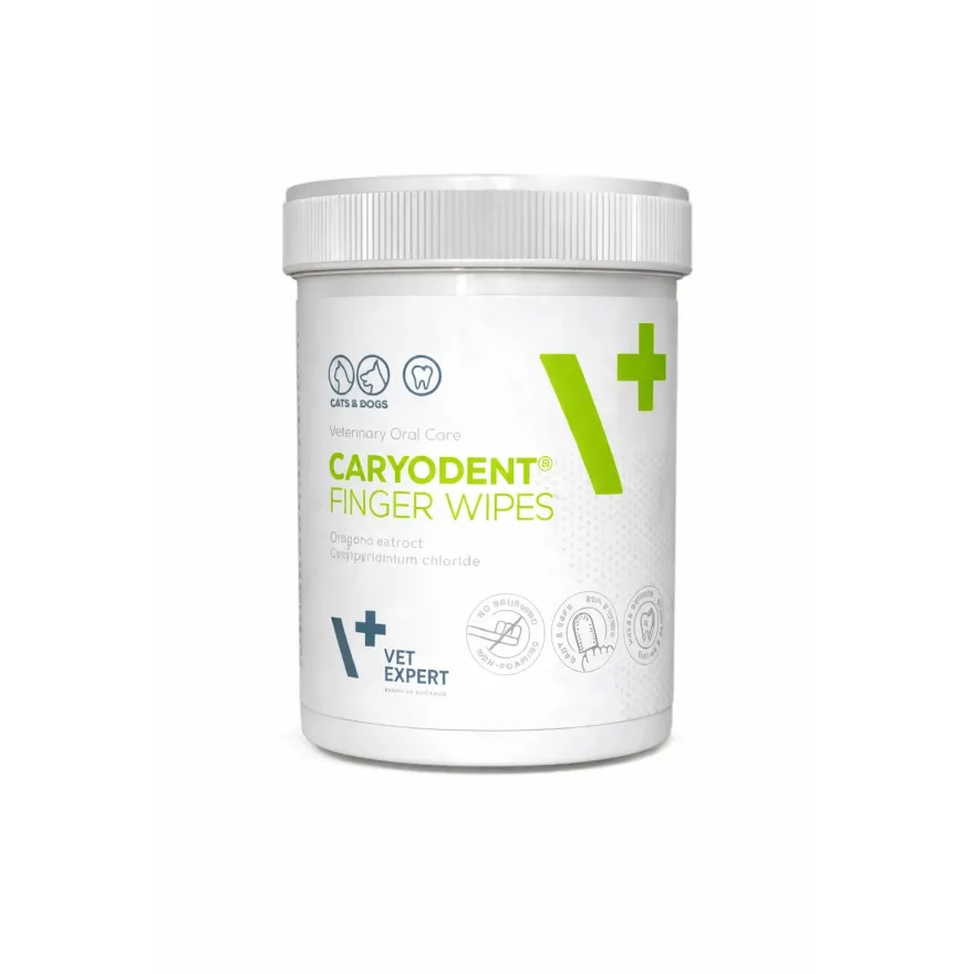 Серветки на палець Vet Expert Caryodent для чищення зубів котів і собак 50 шт