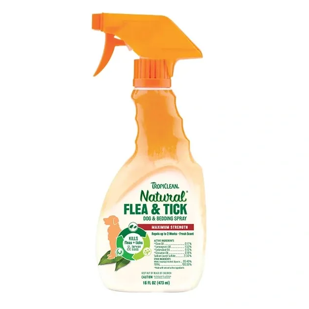 Спрей для собак TropiClean Flea & Tick "Максимальна сила" від бліх і кліщів 473 мл