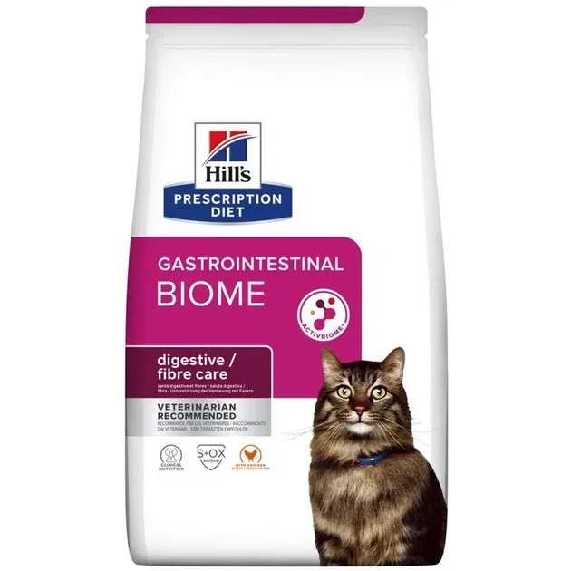Сухой диетический корм для взрослых кошек Hill’s Prescription Diet Gastrointestinal Biome при заболеваниях желудочно-кишечного тракта, с курицей, 1,5 кг